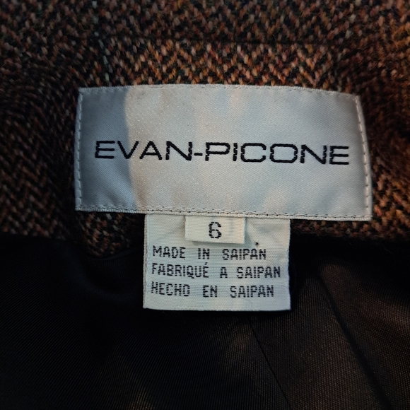 Evan-Picone 100% Lambswool Tweed Blazer w/ Suede Elbow Patches – Size 6 - Picture 2 of 6